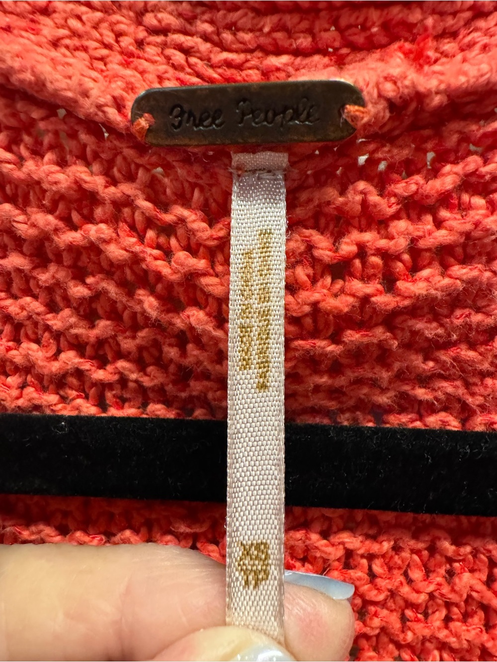 Free People Bright Coral Crochet Knit Top